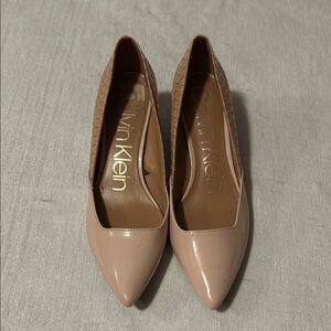 Calvin Klein Women's Nude Crocodile Skin Pumps